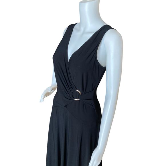 Chaps Retro Disco O-Ring Wrap Jersey Dress Size M Black - Picture 5 of 7